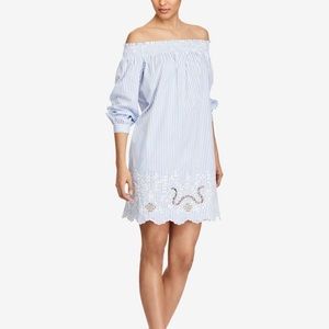 Polo Ralph Lauren Striped Off the Shoulder Dress size M NWT